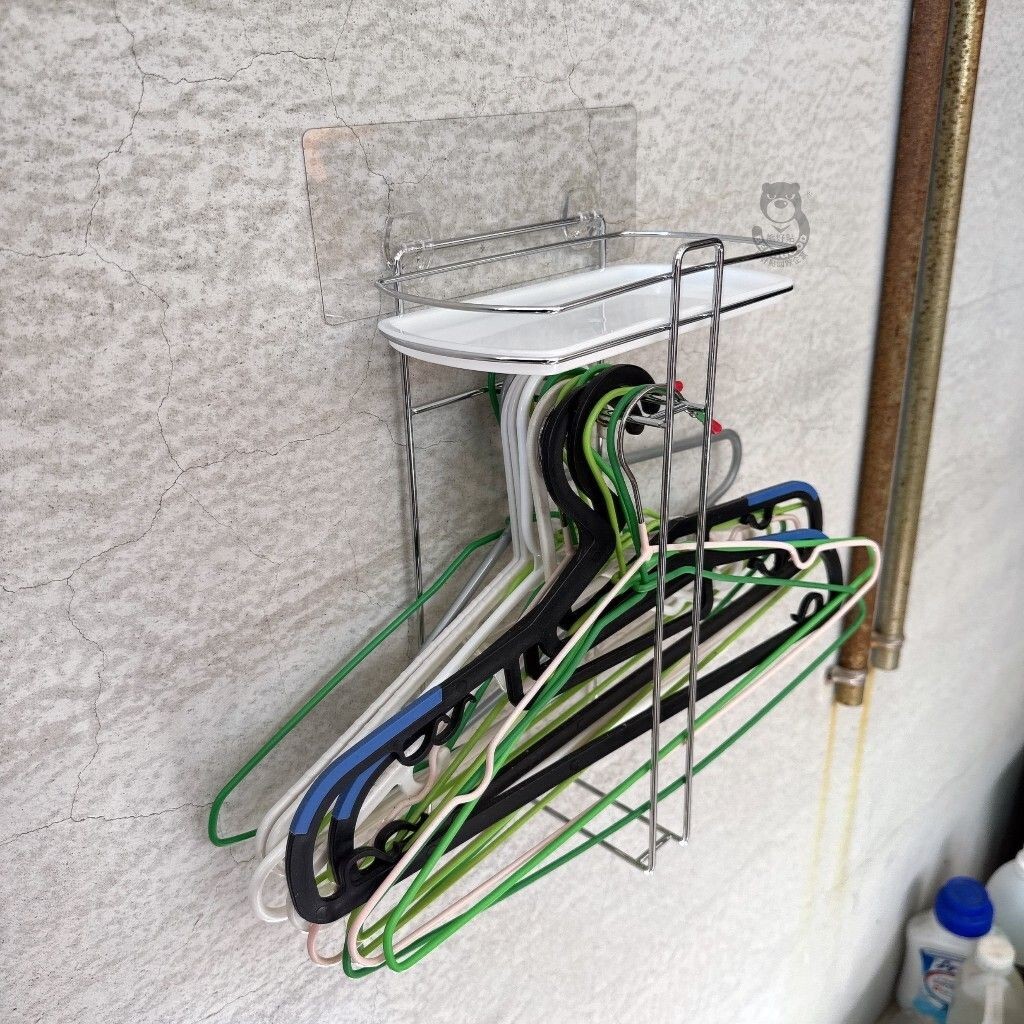 [Beargood sticker] Clothes Hanger Storage Rack (Adhesive), , large