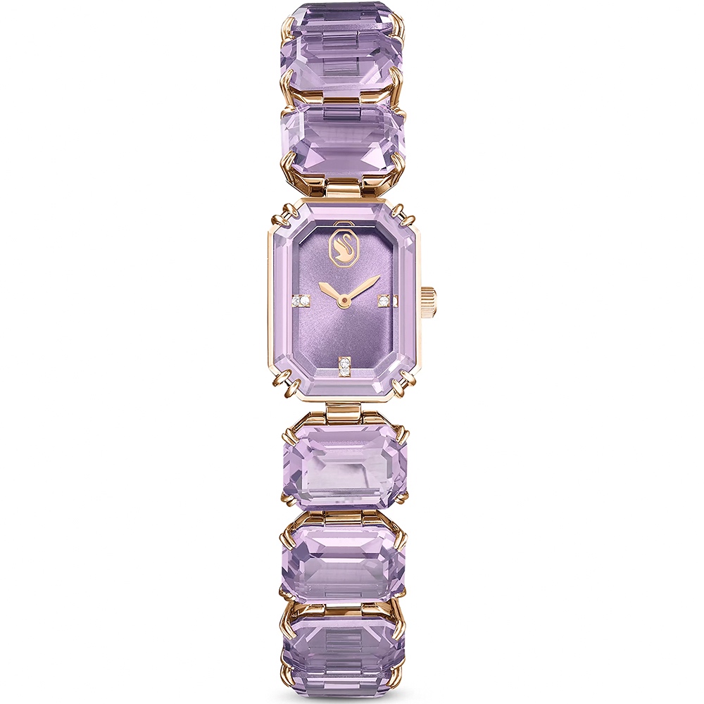 SWAROVSKI 施華洛世奇 八角方形水晶手鍊手錶 女錶-紫色/23x17mm(5722364), , large