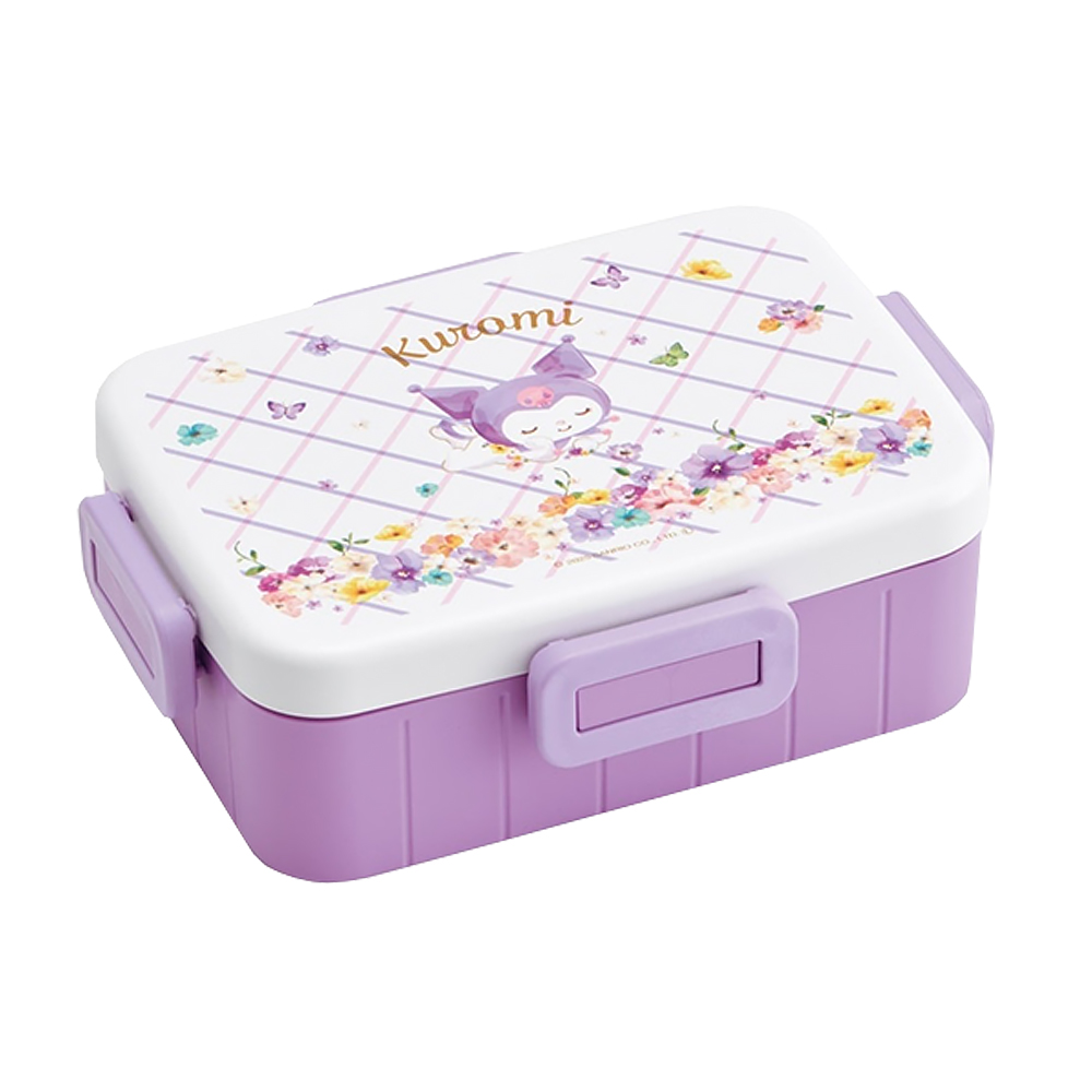 【百科良品】日本製 三麗鷗 Kuromi 酷洛米 花朵水彩風 便當盒 保鮮餐盒 650ML(日本境內版), , large