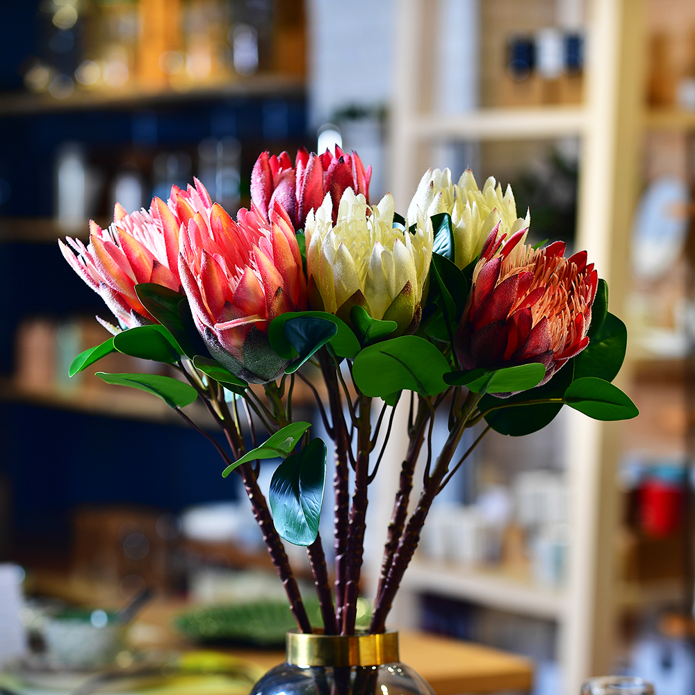 ARTFIACIAL PROTEA CYNAROIDES SPARY-PINK, , large