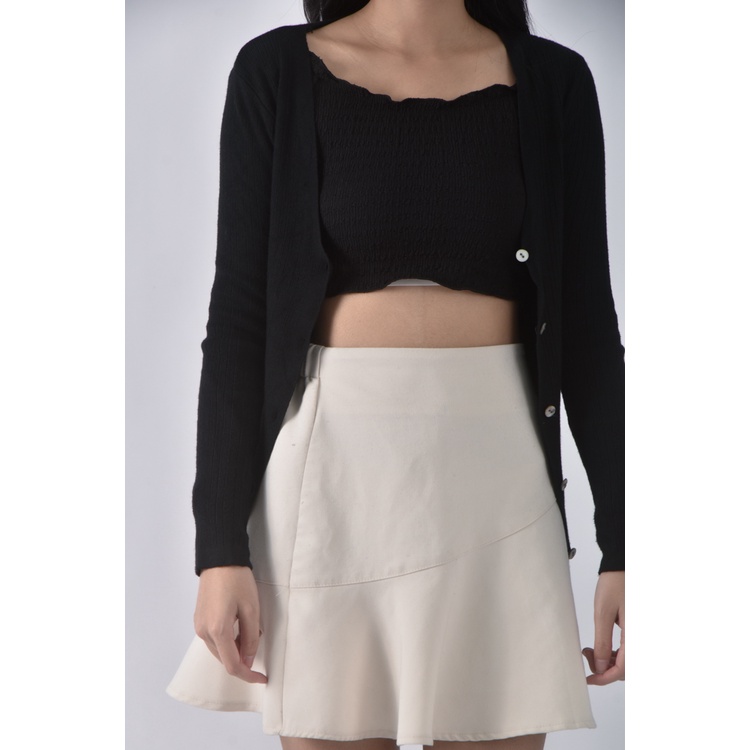 (XS（含）以下) 質感針織貼身黑色長袖上衣二手衣, , large