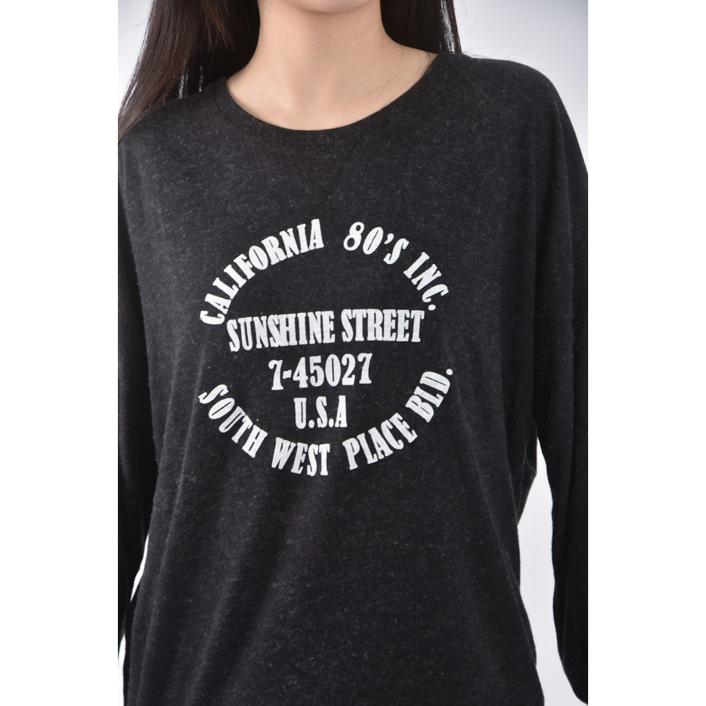 (L) lowrys farm文字黑色長袖上衣二手衣, , large