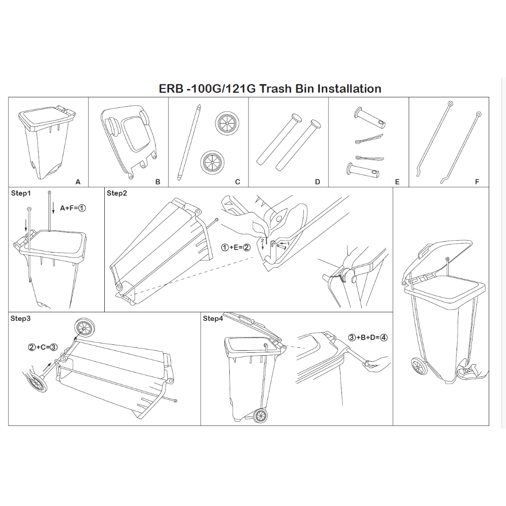 歐盟認證 附輪托桶 120公升 240公升 360公升 二輪托桶資源回收桶 腳踏垃圾拖桶 有蓋垃圾桶 分類垃圾桶 子母車, , large