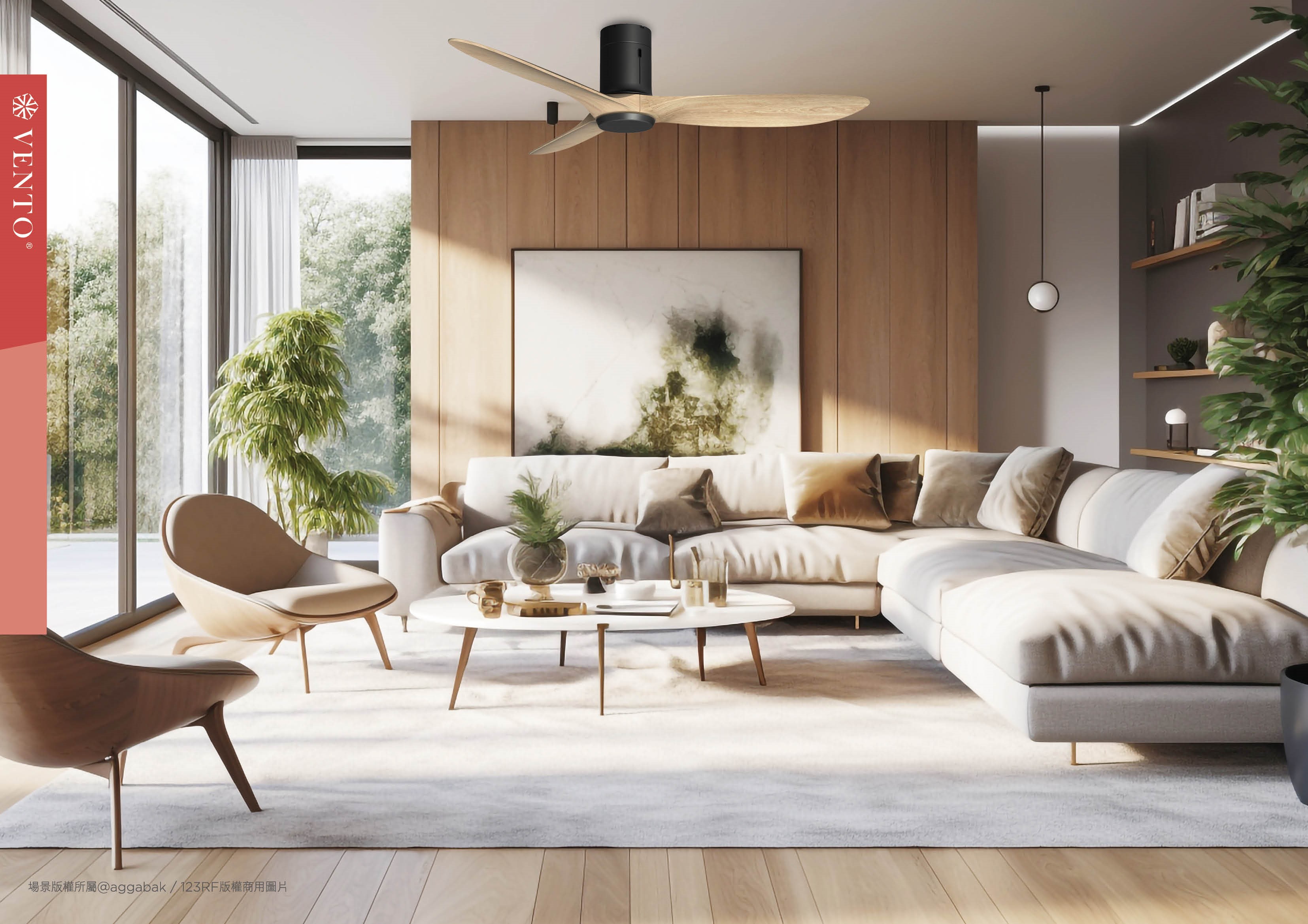 【VENTO】 PURO 54"-DC ceiling fan with plasma purifying technology, , large