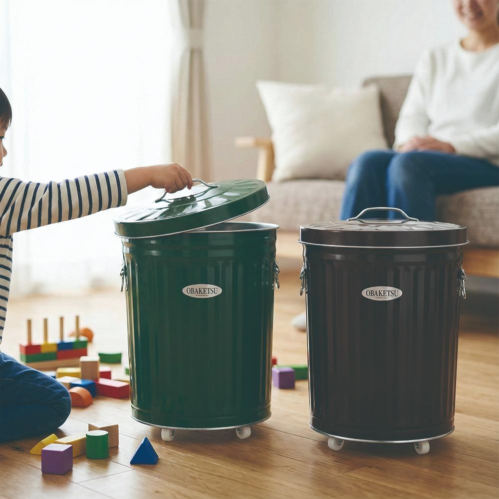 【this-this】日本渡邊金屬｜OBAKETSU 手工製附輪垃圾桶 33L, , large