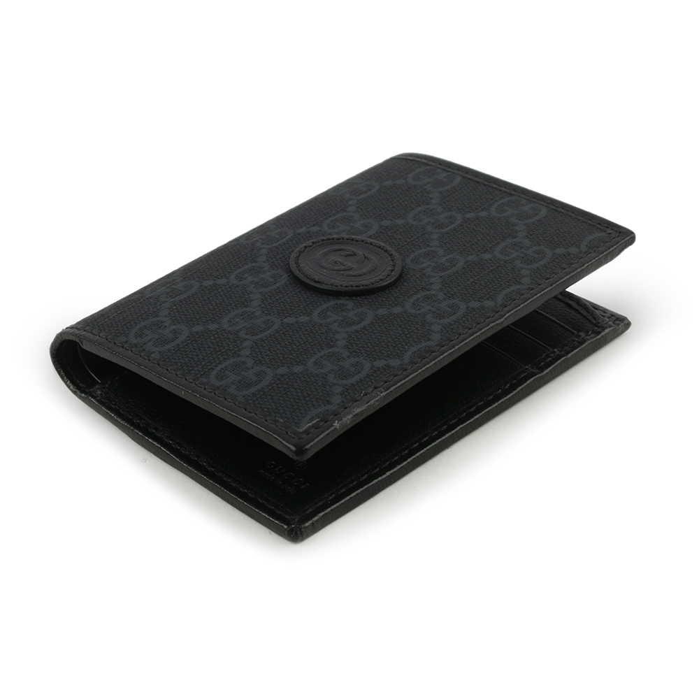 GUCCI Interlocking G Logo 附鈔票層對開名片夾/卡片夾/黑灰色, , large