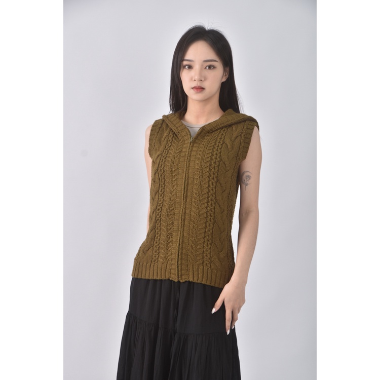 (S) seraph blanc質感羊毛連帽背心綠色外套二手衣, , large