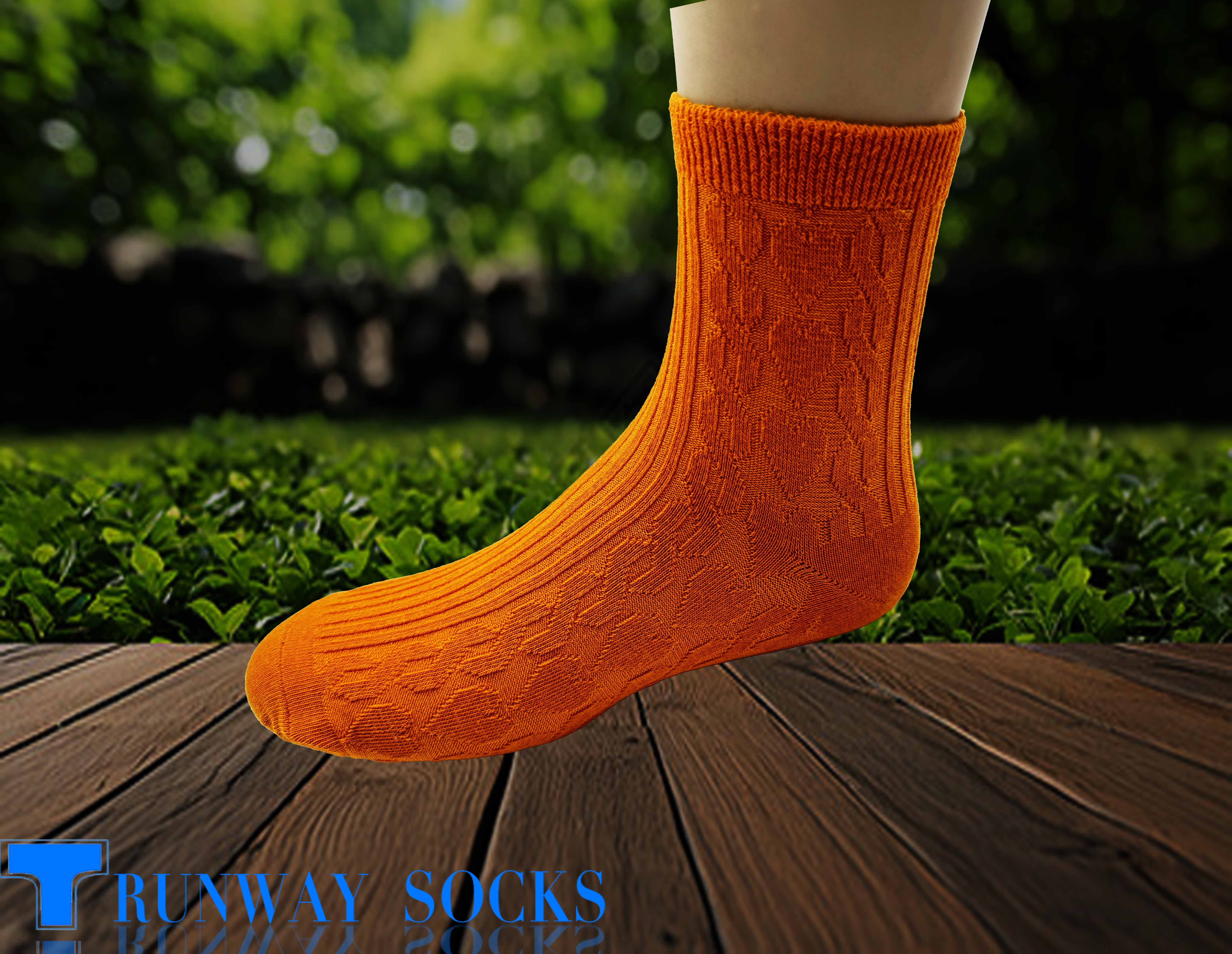 【RUNWAY】《RUNWAY SOCKS》Japanese Style Trendy Short Socks – Double Cylinder 1/2 Crew Socks with Heart Jacquard Pattern – Casual & Sporty – Khaki – Women's – 1 Pair, , large