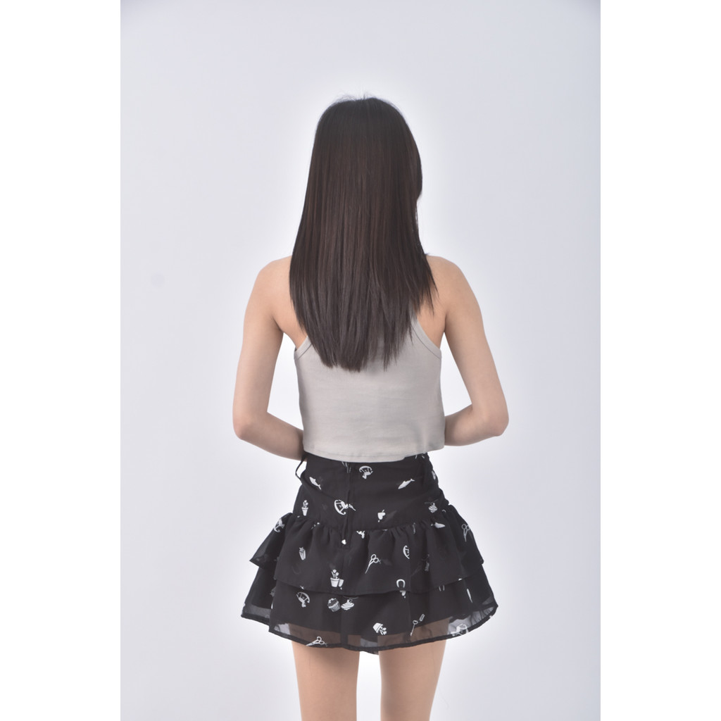 (2XL) hcoch質感花紋黑色短裙二手衣, , large