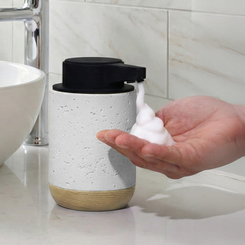 Faux Stone Resin & Wood Automatic Soap Dispenser, , large