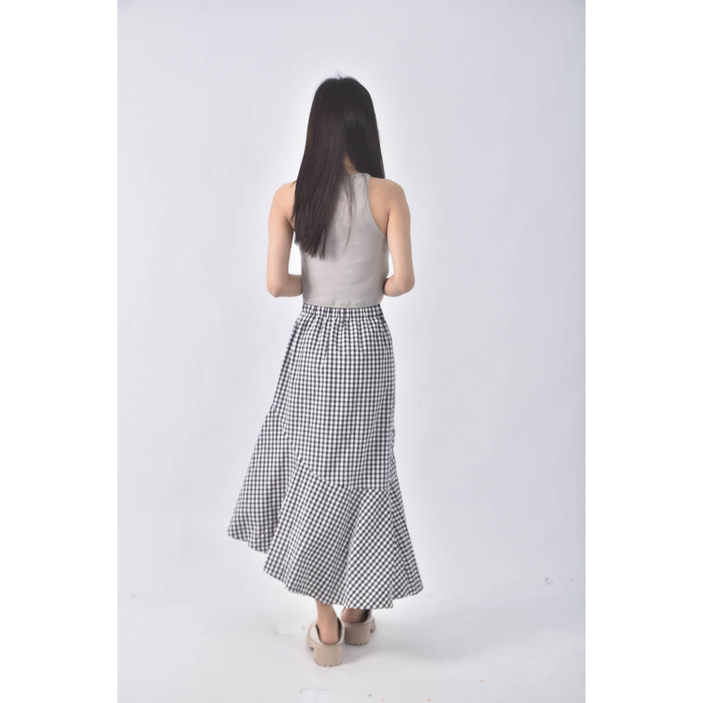 (S) 格紋黑色長裙二手衣, , large