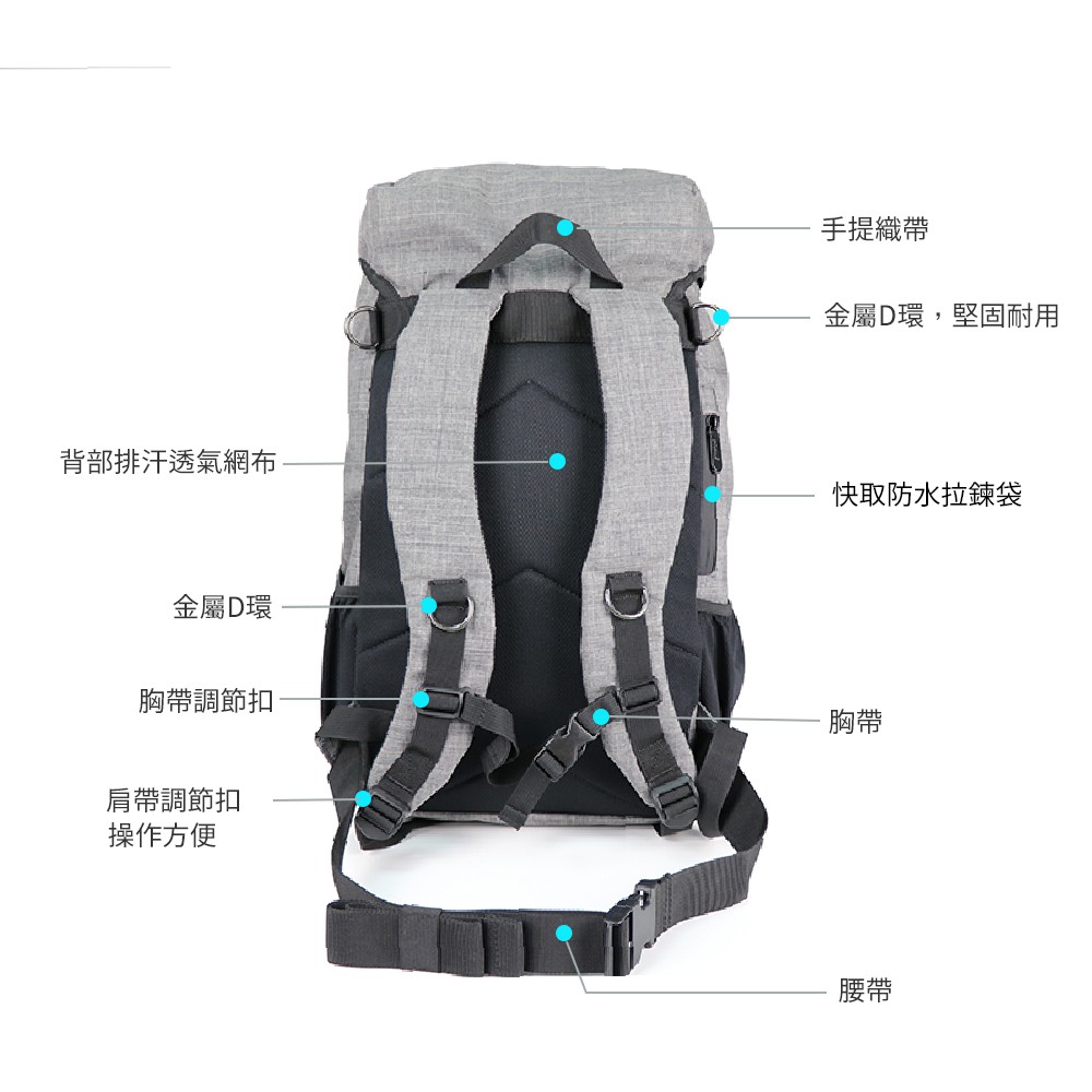 【Niche 樂奇】掀蓋式袋蓋防水後背包 N-5205 登山健行背包 大容量運動後背包 28L, , large