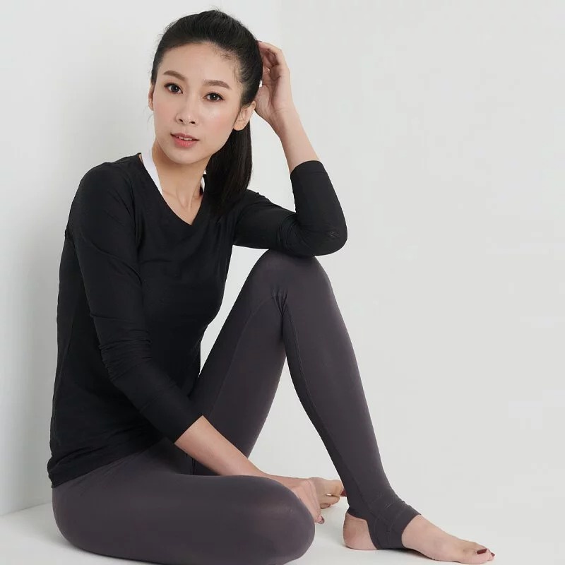 YOGA FLOW Ula Tshirt - 長袖圓領罩衫 - 墨黑 Black, , large
