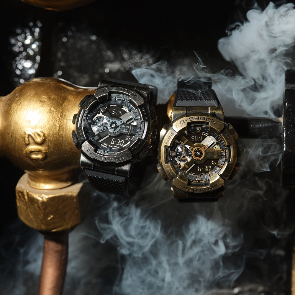 CASIO 卡西歐 G-SHOCK 工業風仿舊金屬雙顯手錶 GM-110VG-1A9, , large