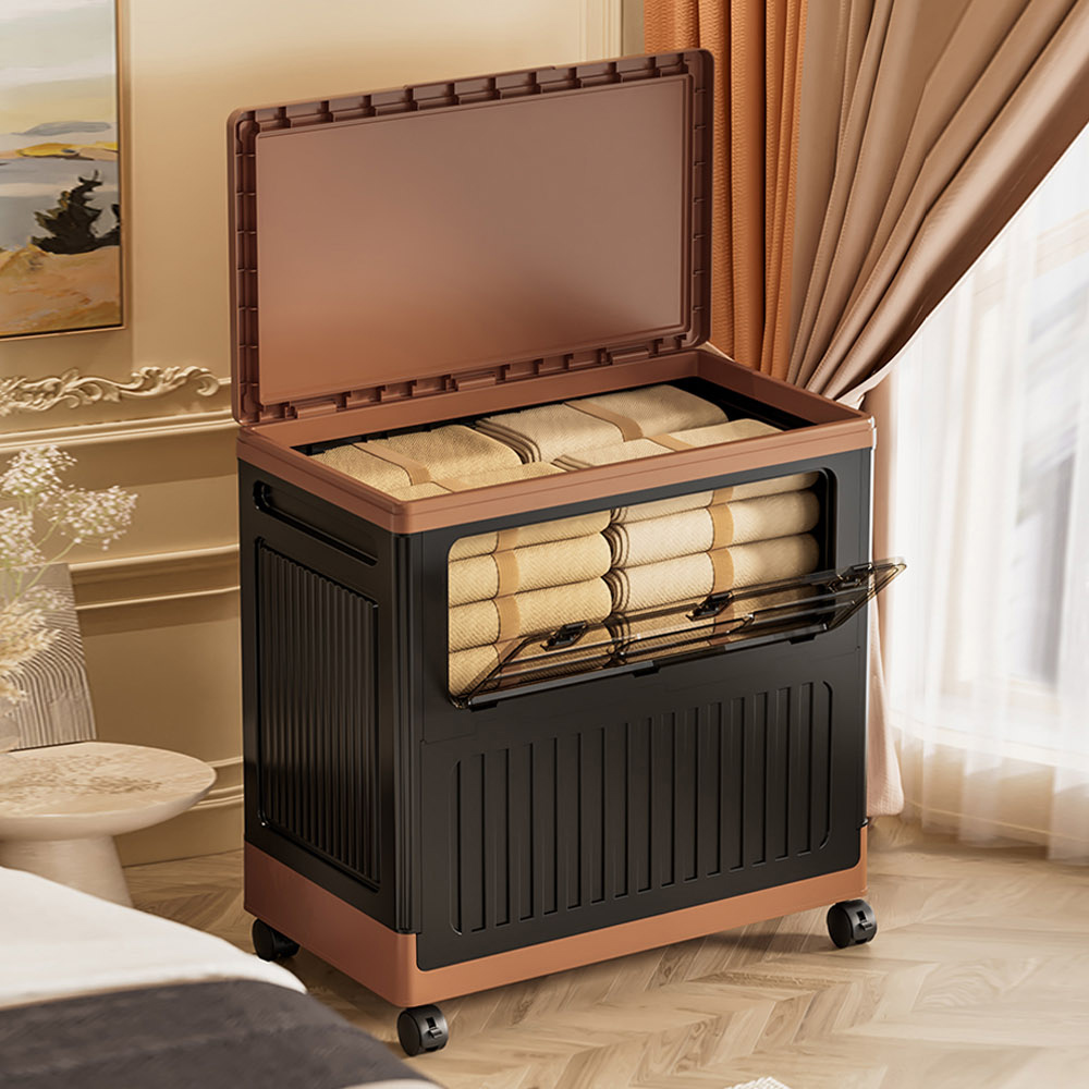 【AOTTO】110L大容量貨櫃側開掀蓋附輪收納箱-黑色(AL-021BK), , large