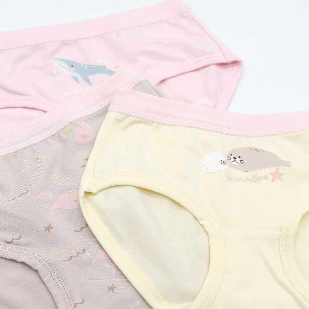 沉靜海洋女童三角褲(3件組A), , large