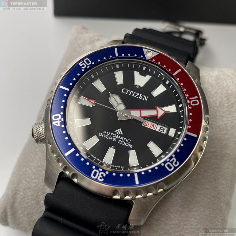 [星晴錶業]CITIZEN手錶,44mm,CI00001黑色錶面銀錶殼深黑色矽膠錶帶款