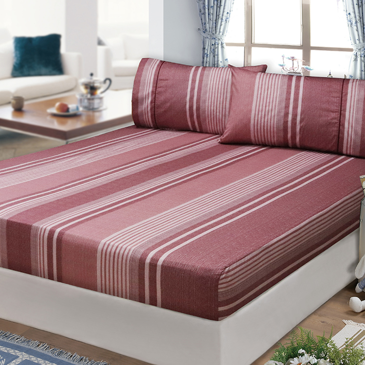 FITNESS 精梳棉雙人加大床包枕套三件組-安德里-紅, , large