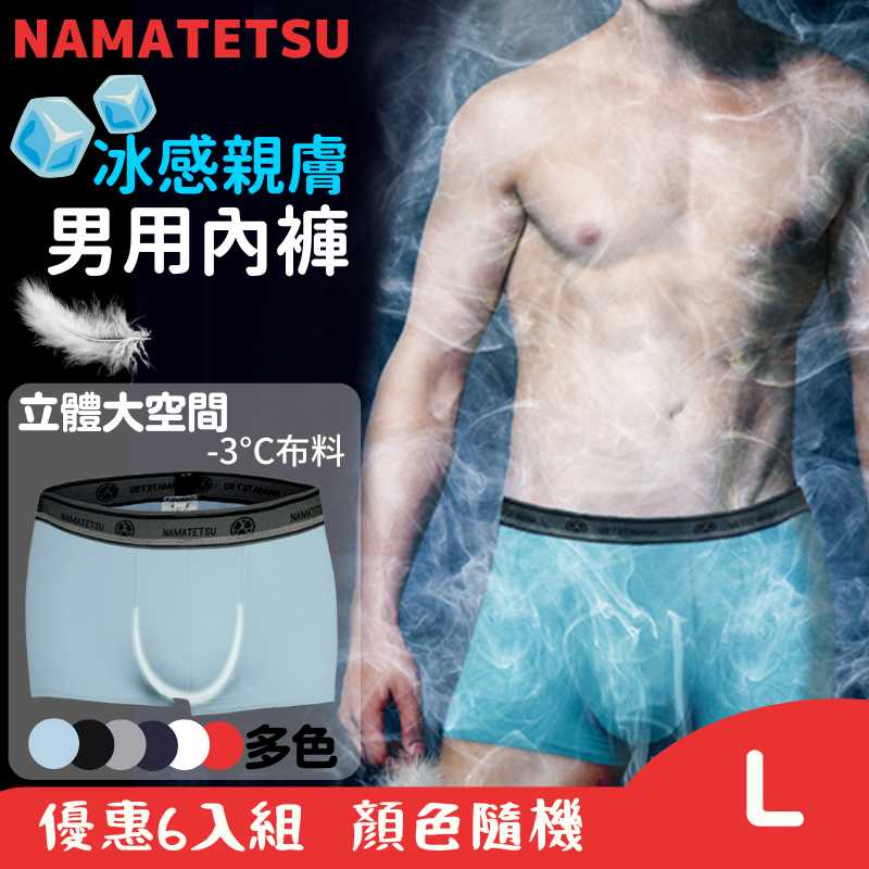 【標準桿】 NAMATETSU Men's swan silk ice silk underwear, set of 6 - L size, , large