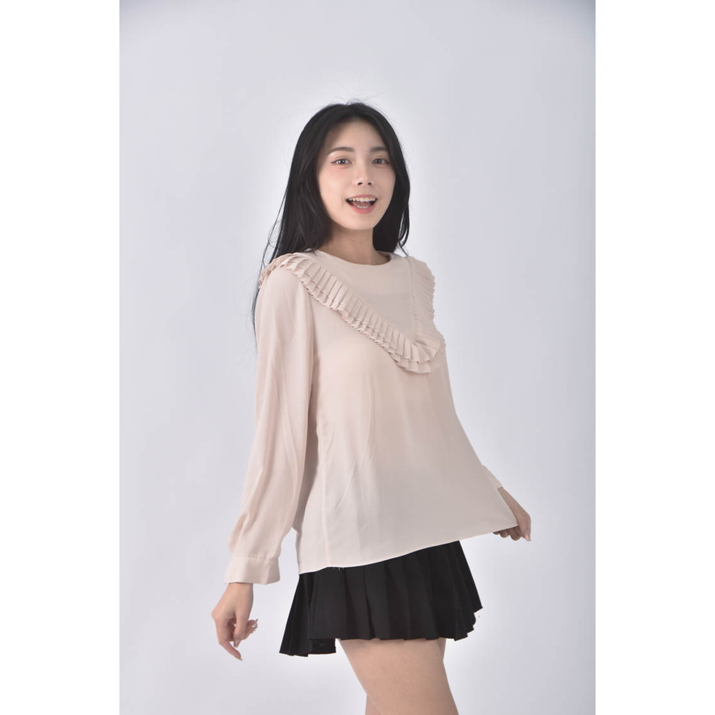(XL) j lace韓牌杏色長袖上衣二手衣, , large