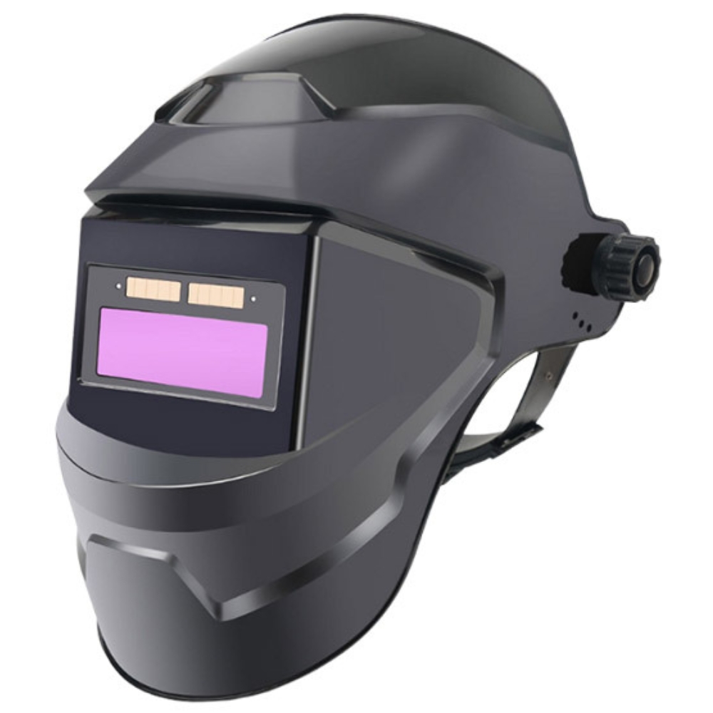 Automatic dimming welding mask (classic model) + headlamp + 20mm protective pads (purple), , large
