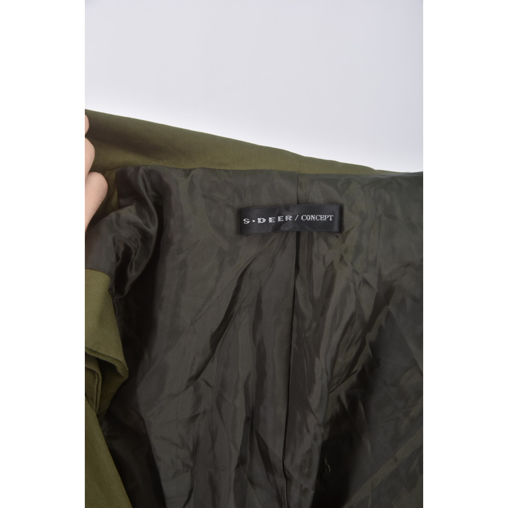 (M) s deer質感棉質無袖綠色洋裝二手衣, , large