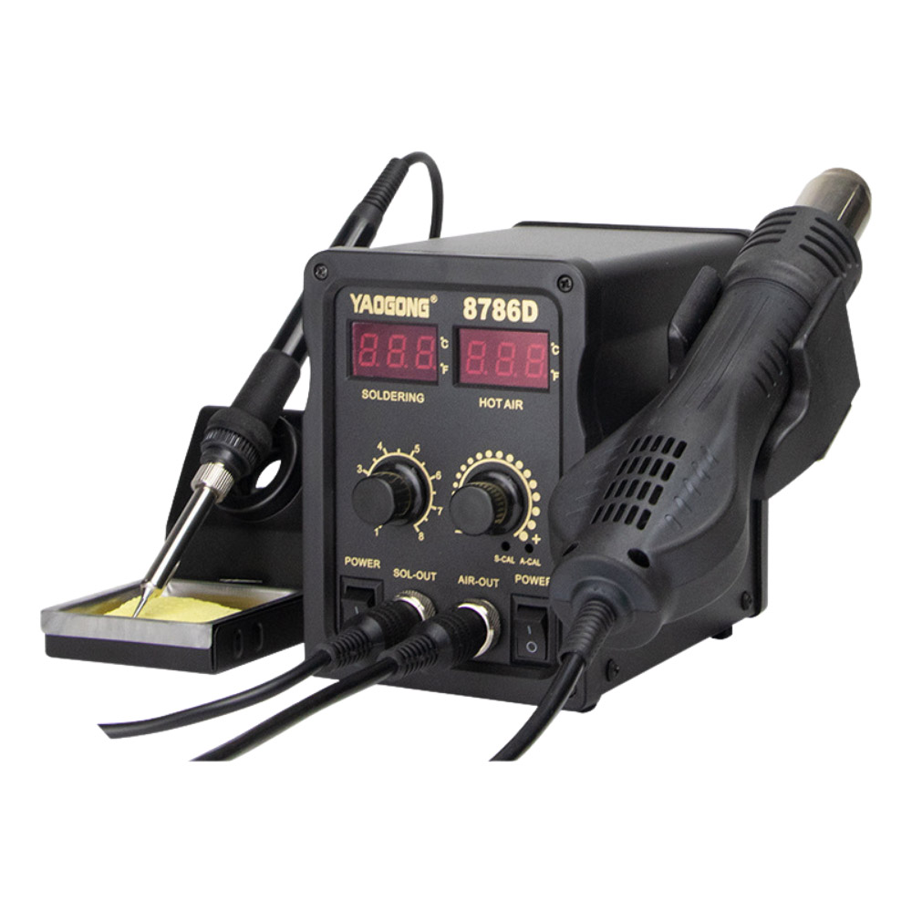 8786D digital temperature-controlled dual display 2-in-1 hot air rework soldering station, , large