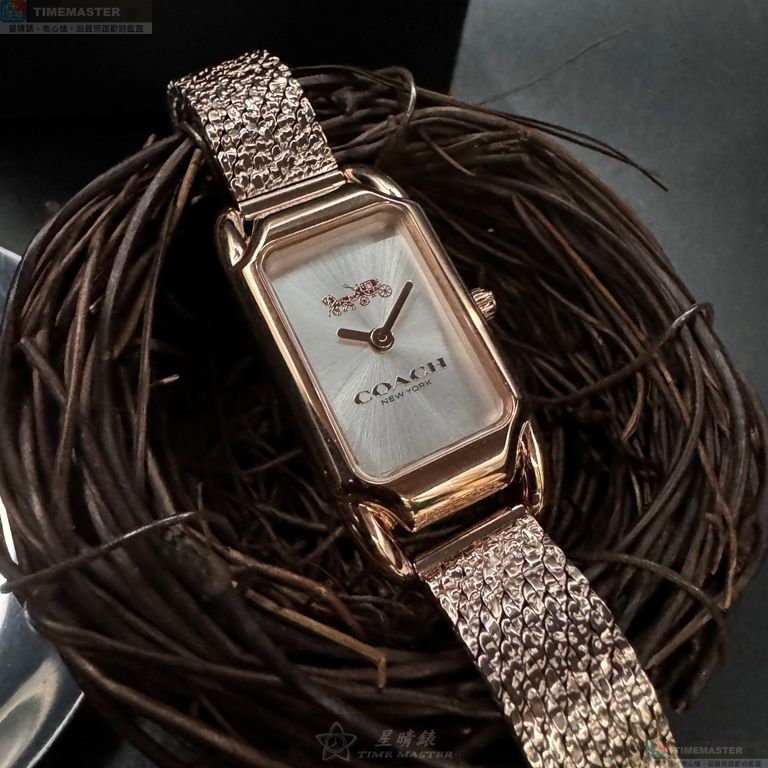 [星晴錶業]COACH手錶,18mm, 28mm,CH00208銀白錶面玫瑰金錶殼玫瑰金色精鋼錶帶款, , large