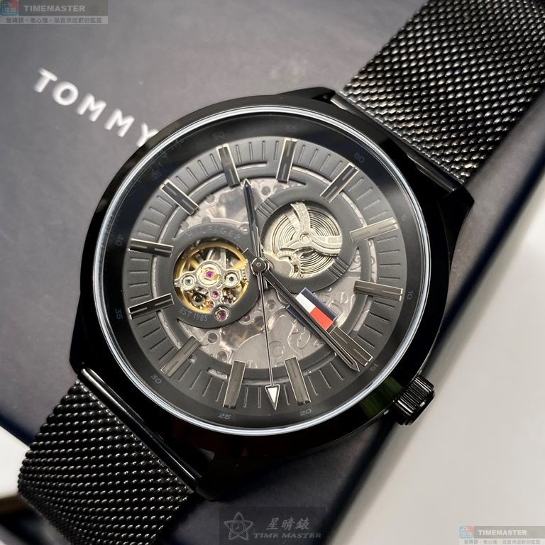 [星晴錶業]TommyHilfiger手錶,44mm,TH00030黑色錶面黑錶殼深黑色米蘭錶帶款, , large