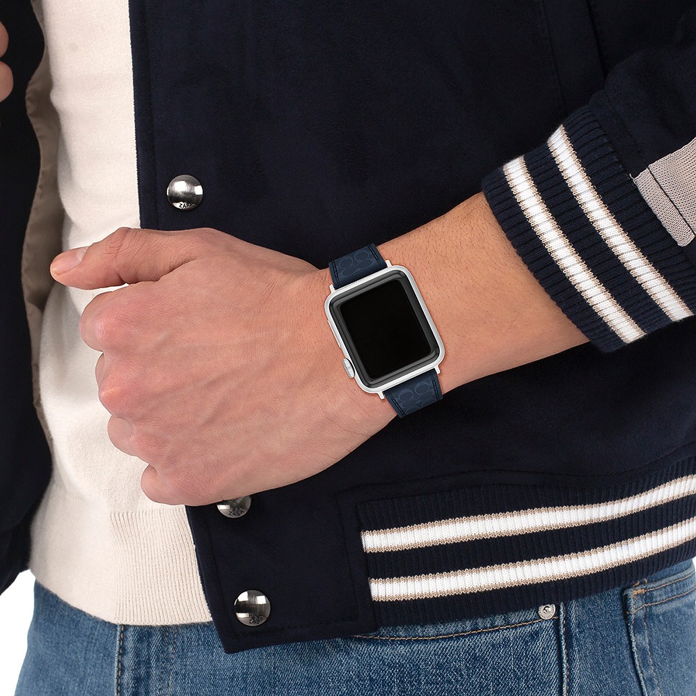 COACH Apple Watch 錶帶 38/40/41mm 適用 矽膠錶帶- 深藍色(不含手錶), , large