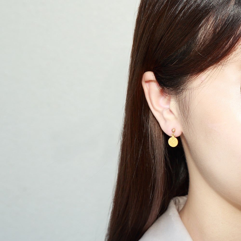 【Angel & Me】Luck Compass s925 sterling silver 24k gold plated earrings gift, , large