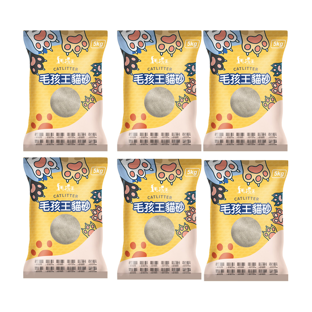 【毛孩王】強效除臭 強力凝結 貓砂5kgX6包(粗砂/香味任選), , large