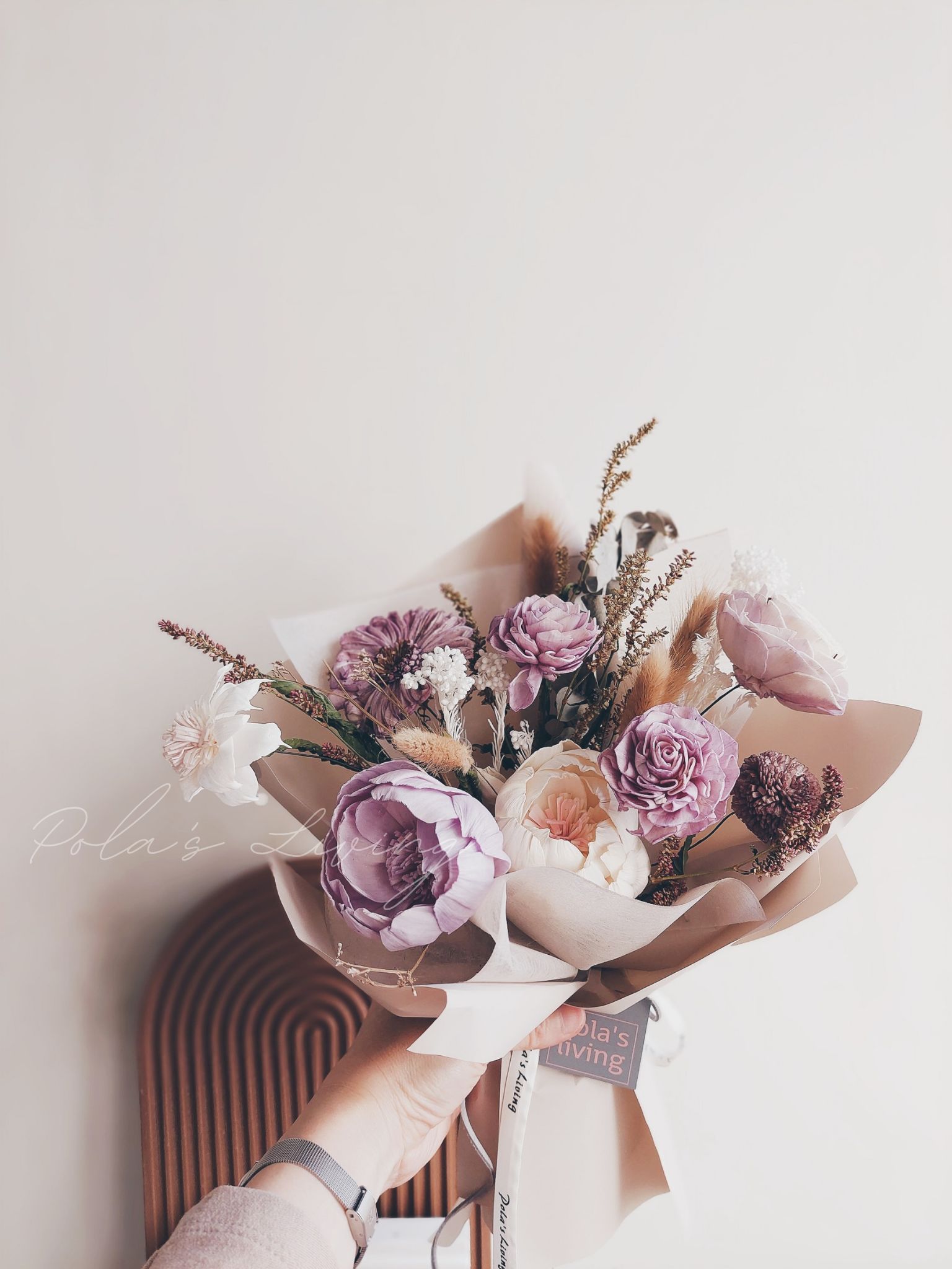 【Pola's Living】紫願乾燥花束/ 紫白, , large