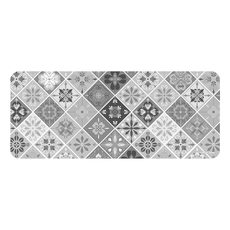 【Monster】 Soft Diatomaceous Earth Kitchen Absorbent Mat – Floral Seal Series (120x50cm) – Porcelain Diamond, , large