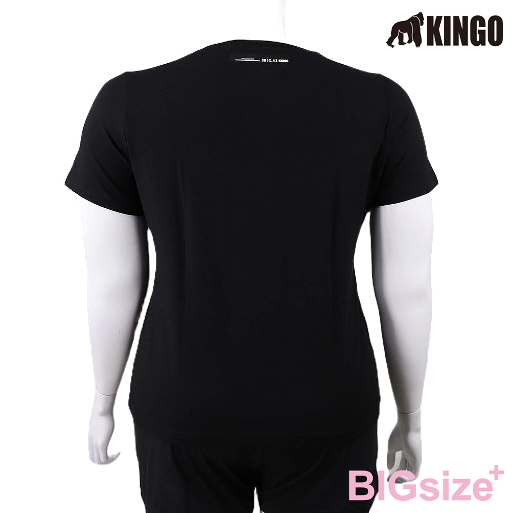 KINGO-大尺碼-女款 圓領T恤-丈青-414140, , large