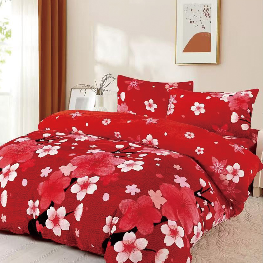 【Galatea葛拉蒂】法蘭絨冬季雙人床包四件組 草莓花卉, , large