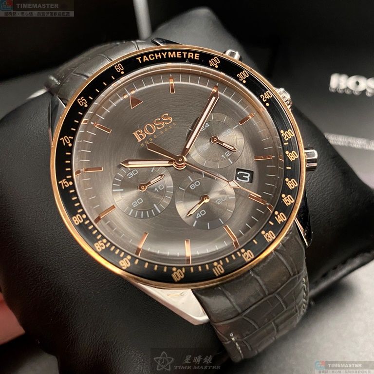 [星晴錶業]BOSS手錶,42mm,HB1513628古銅色錶面古銅色錶殼咖啡色真皮皮革錶帶款, , large