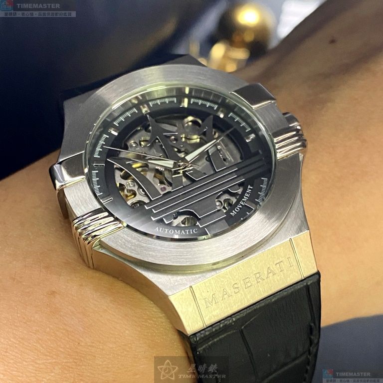 [星晴錶業]MASERATI手錶,42mm,R8821108031黑色錶面銀錶殼深黑色真皮皮革錶帶款, , large