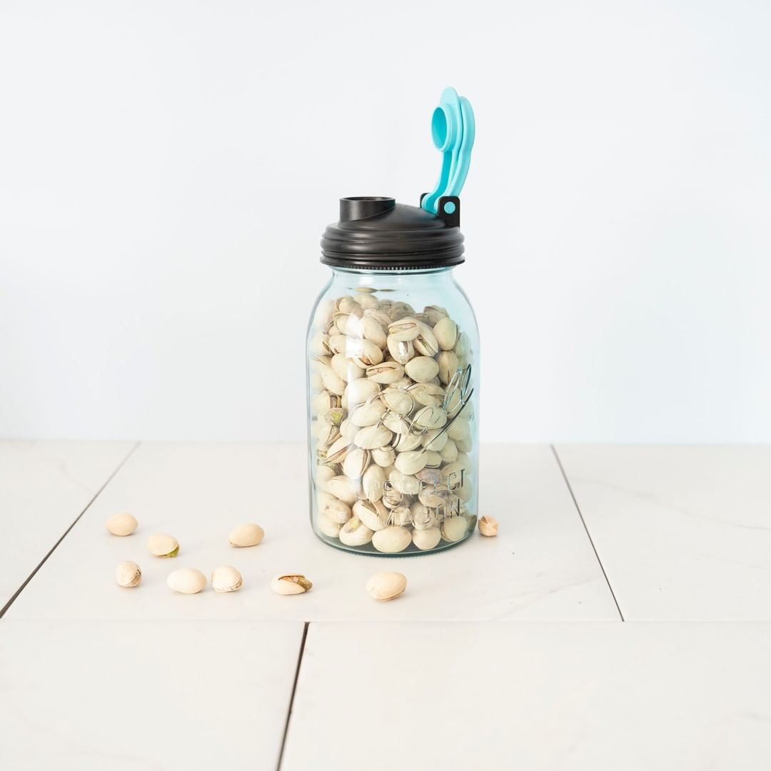 Ball® 32oz/950ml 窄口梅森罐飲料隨行杯-藍黑色 reCAP Mason Jars Lid POUR cap 全新升級防漏/飲料隨行杯/提把蓋/飲料蓋/冷水壺, , large