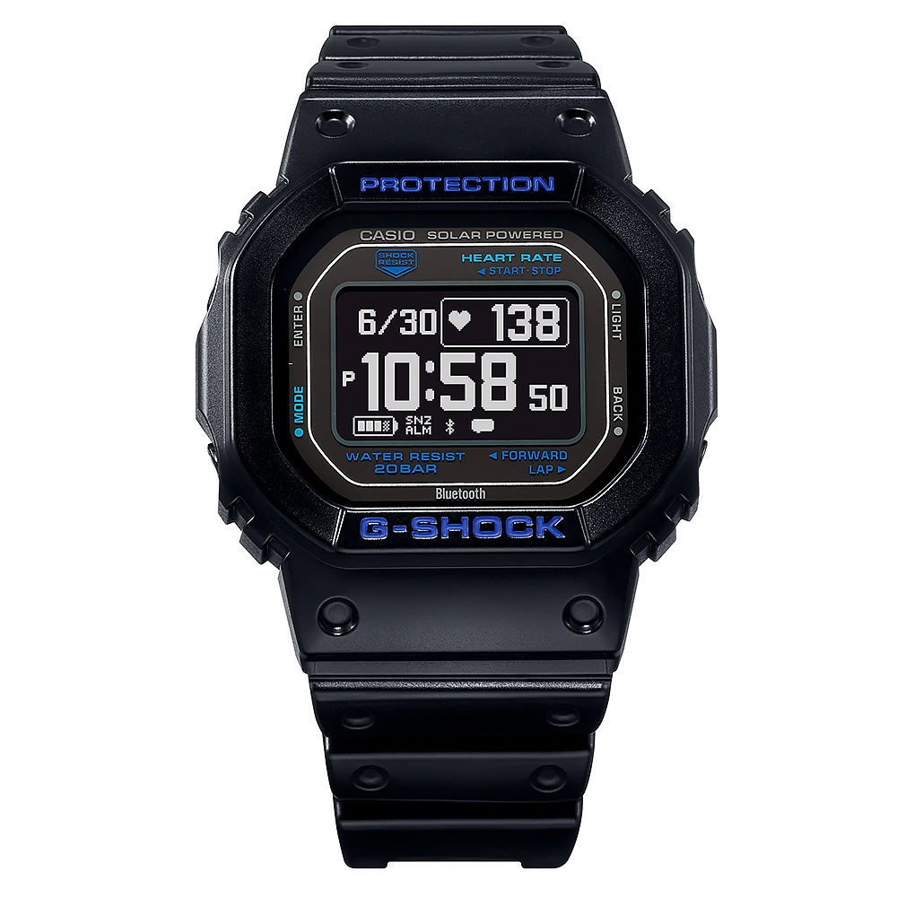 CASIO 卡西歐 G-SHOCK 多功能藍芽太陽能運動電子錶 手錶-黑  DW-H5600-1A2, , large