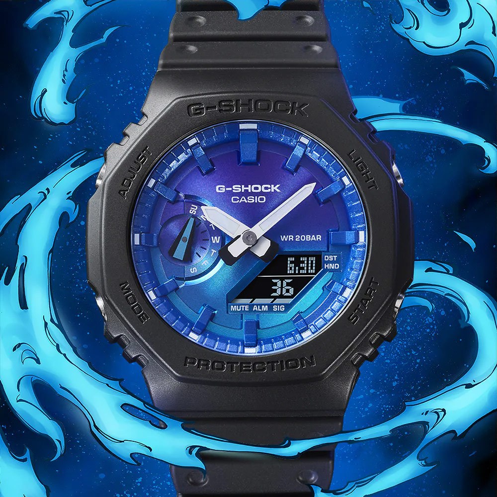 CASIO 卡西歐 G-SHOCK 熾熱火焰系列 八角雙顯手錶 GA-2100FL-1A, , large
