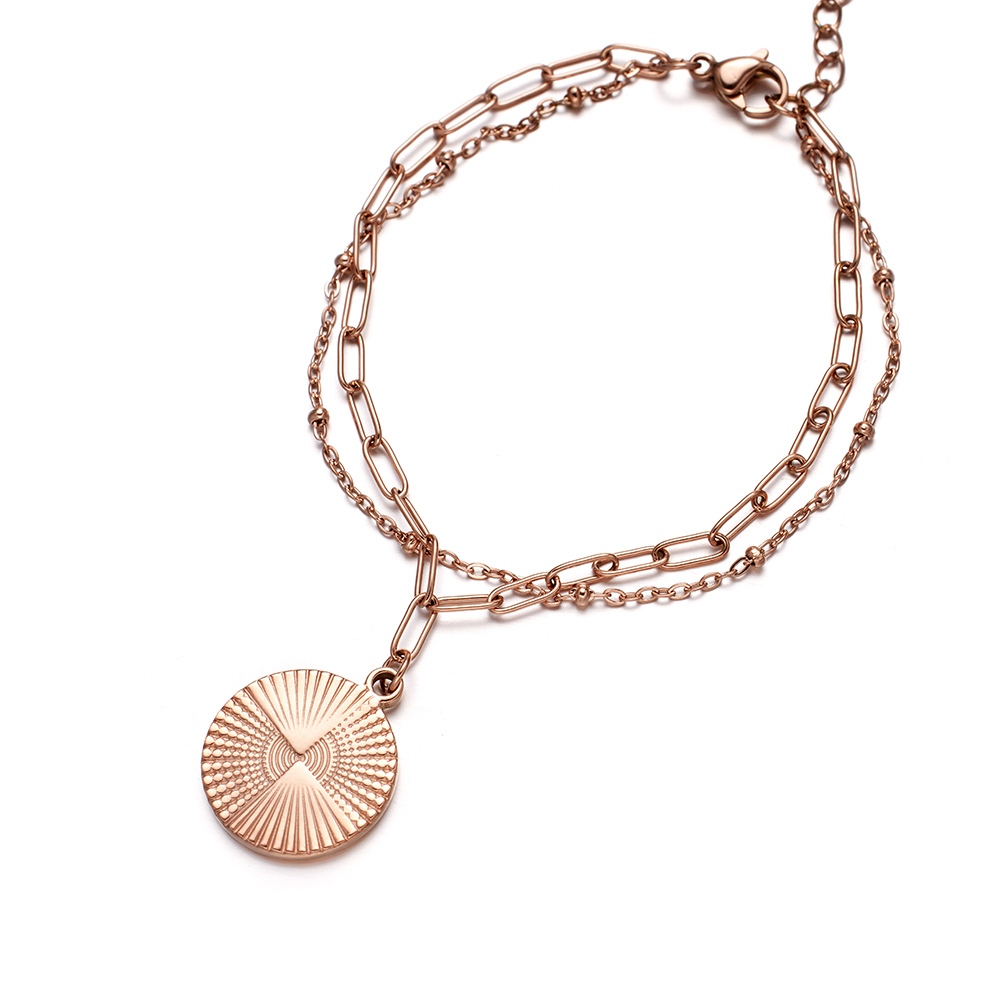 ULOO Glimmer 圓形設計圖騰手鍊-玫瑰金 UB2000230, , large