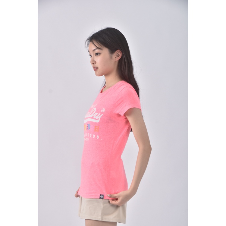 (S) superdry圖案粉色短袖上衣二手衣, , large