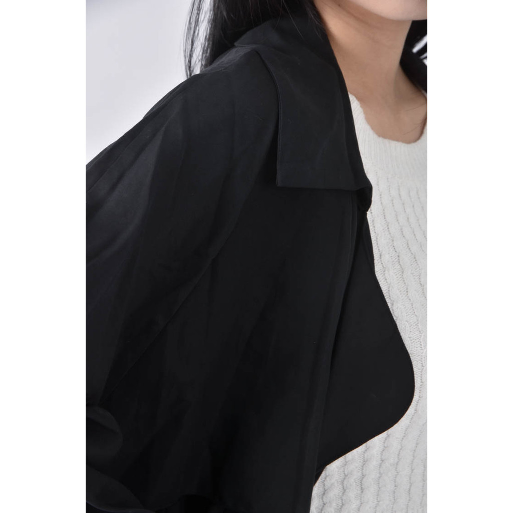 (XL) 質感長款黑色外套二手衣, , large