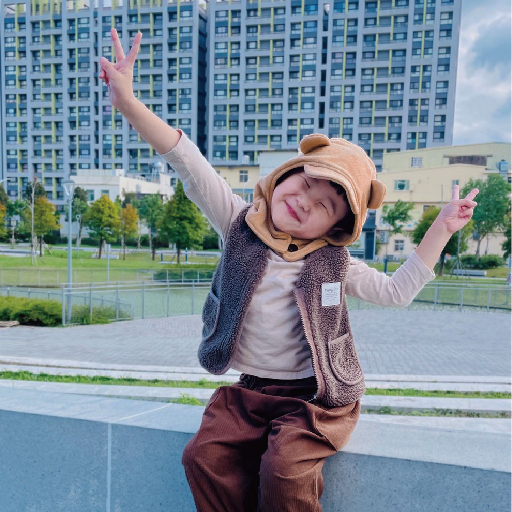 ｜藍｜熊熊護耳保暖帽(兒童款), , large