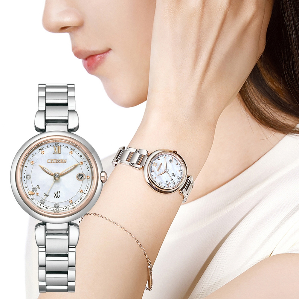 CITIZEN 星辰 XC 心蕊 輕奢限定版 鈦金屬 光動能電波女錶-29mm ES9466-65W, , large