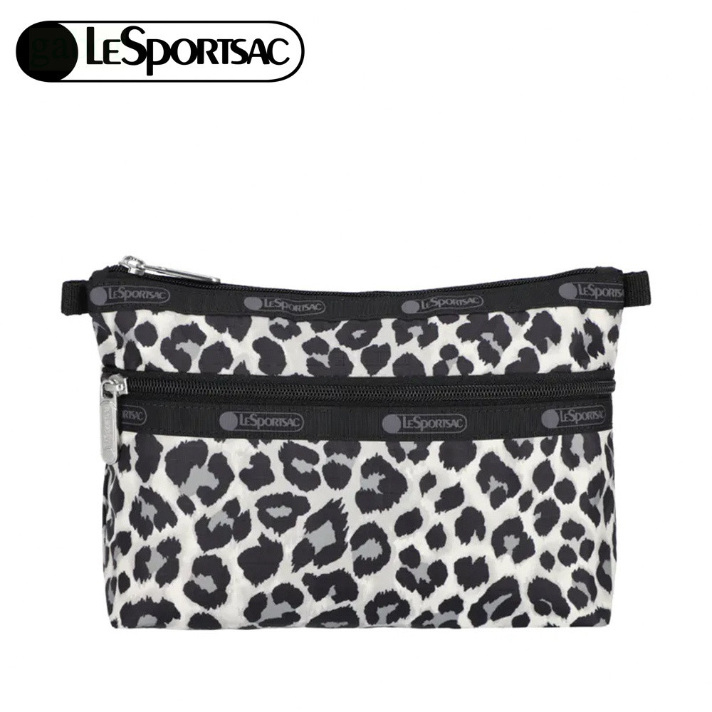 LeSportsac Cosmetic Clutch 雙層拉鍊收納化妝包 送禮-柔影豹紋, , large
