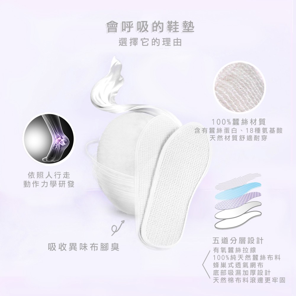 【K's凱恩絲】專利有氧蠶絲鞋墊-粉色, , large