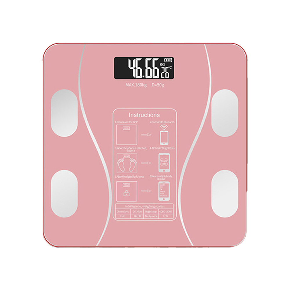 【ENNE】Battery version ultra-thin Bluetooth smart LED screen scale/pink (battery scale/weighing machine/electronic scale/weight scale) (E0119), 粉色, large