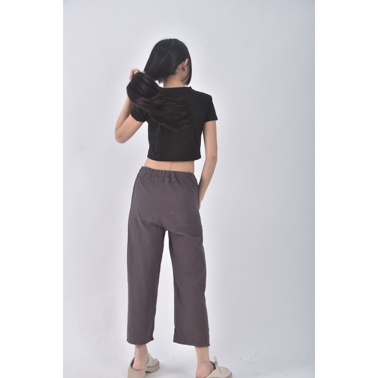 (M) fashion classic高腰七分灰色長褲二手衣, , large